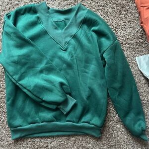 Green V-Neck Sweatshirt
